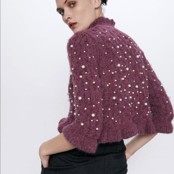 ZARA BNWT Alpaca Blend Pearl Sweater - Picture 7 of 9
